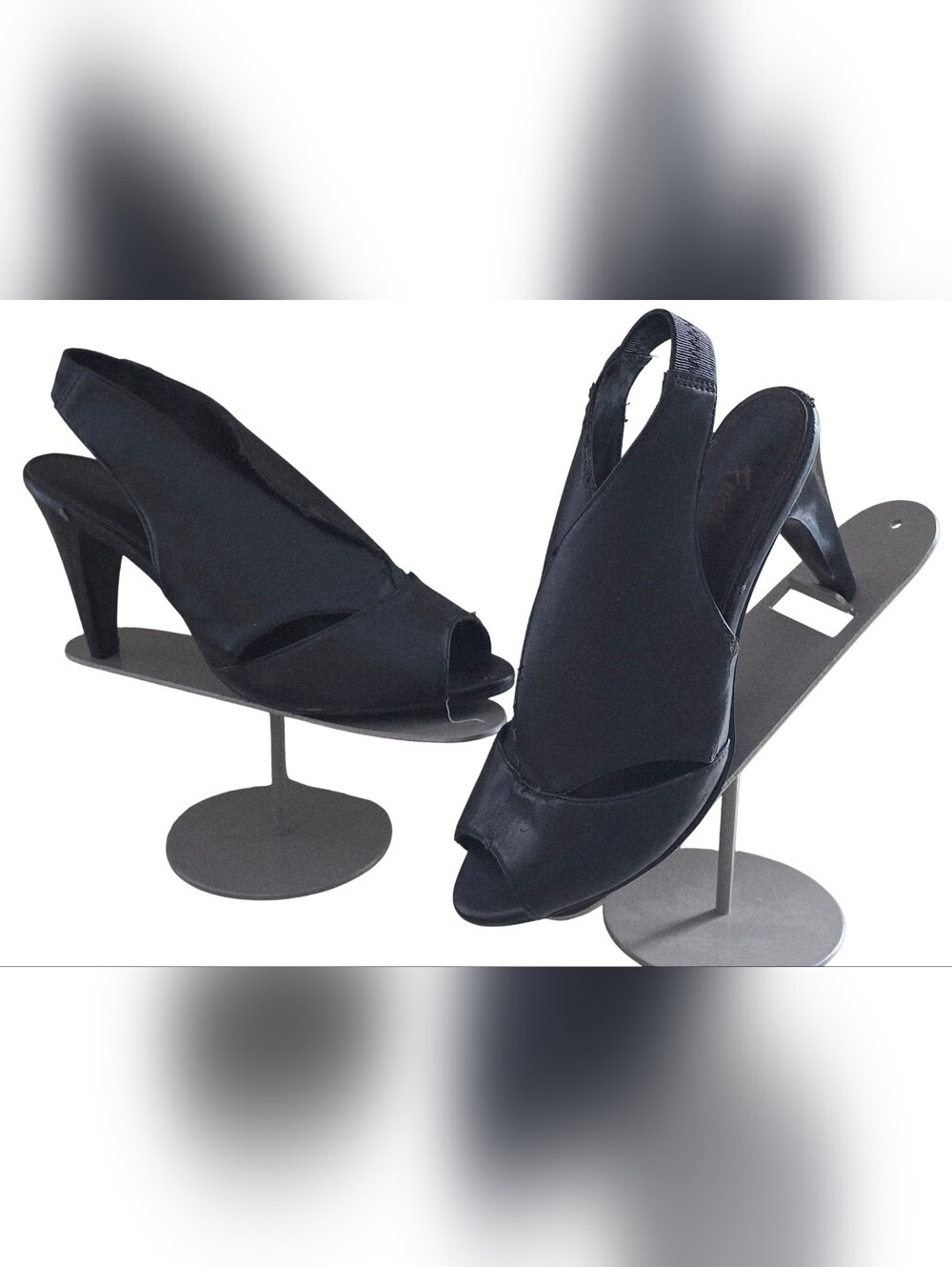 FIONI Clothing Black Peep-Toe Slingback Heels